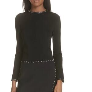 Helmut Lang Studded High Neck Top Womens XS Black